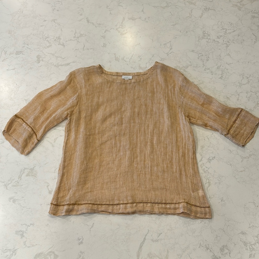 Lightweight Tan Linen Blend Women’s Top